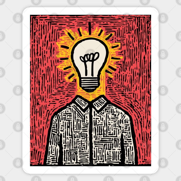 Modern Folk Art - The Anatomy of a Bright Idea Sticker by TuncGK